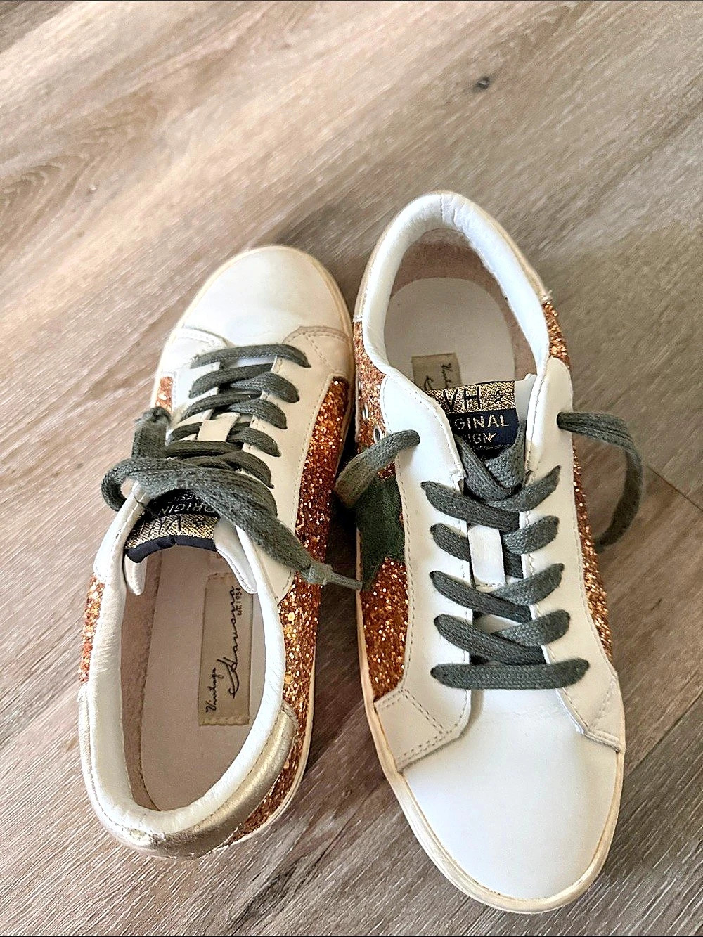 Vintage Havana Super-Star Glitter Star Sneakers White & Gold